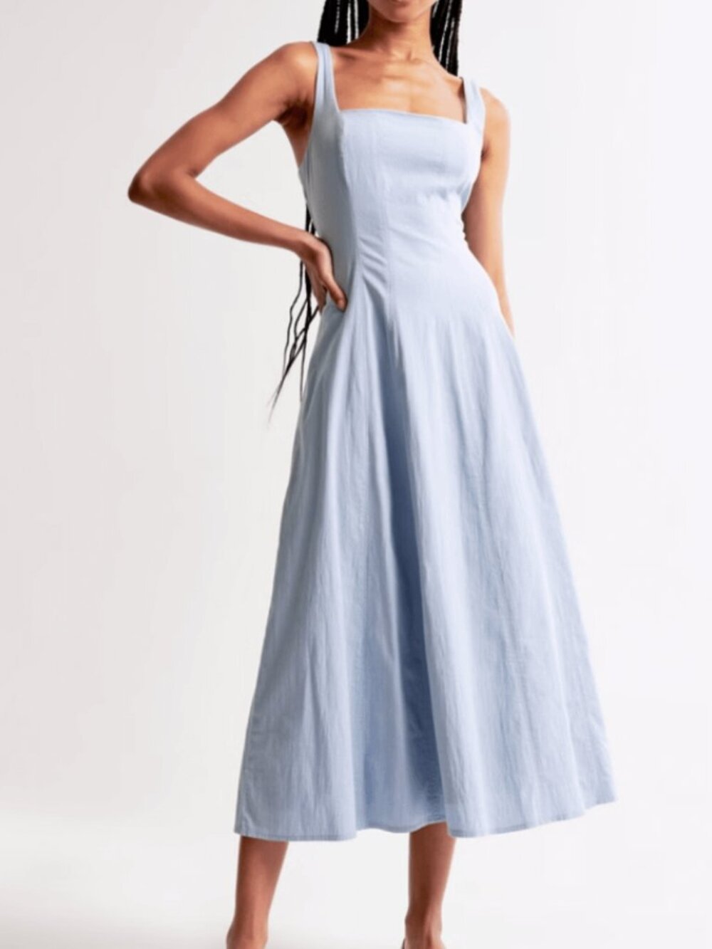 Abercrombie Mila Fit and Flare Dress Light Blue